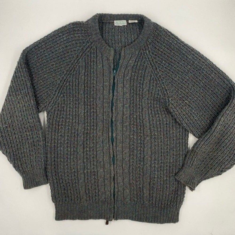 Blarney Woolen Mills Men’s Zip Front Cardigan Vintage Wool Silk Large grandpa - Picture 2 of 6